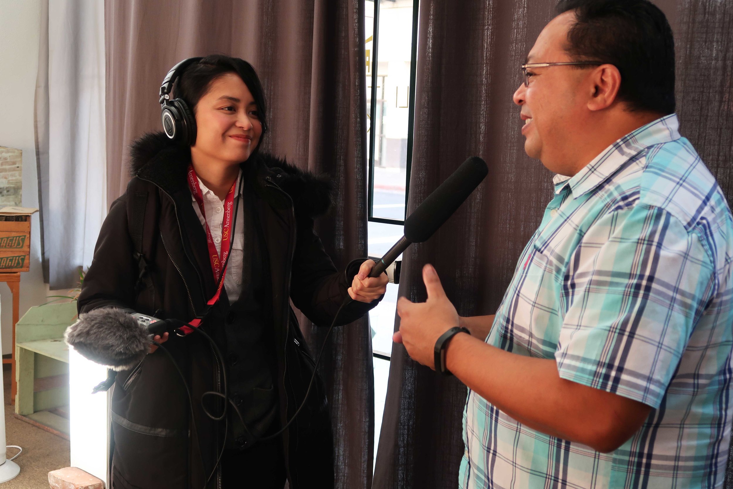 Host and producer Paola Mardo with Little Manila Rising co-founder Dillon Delvo at the Little Manila Center in Stockton, California. Photo by Patrick Epino.