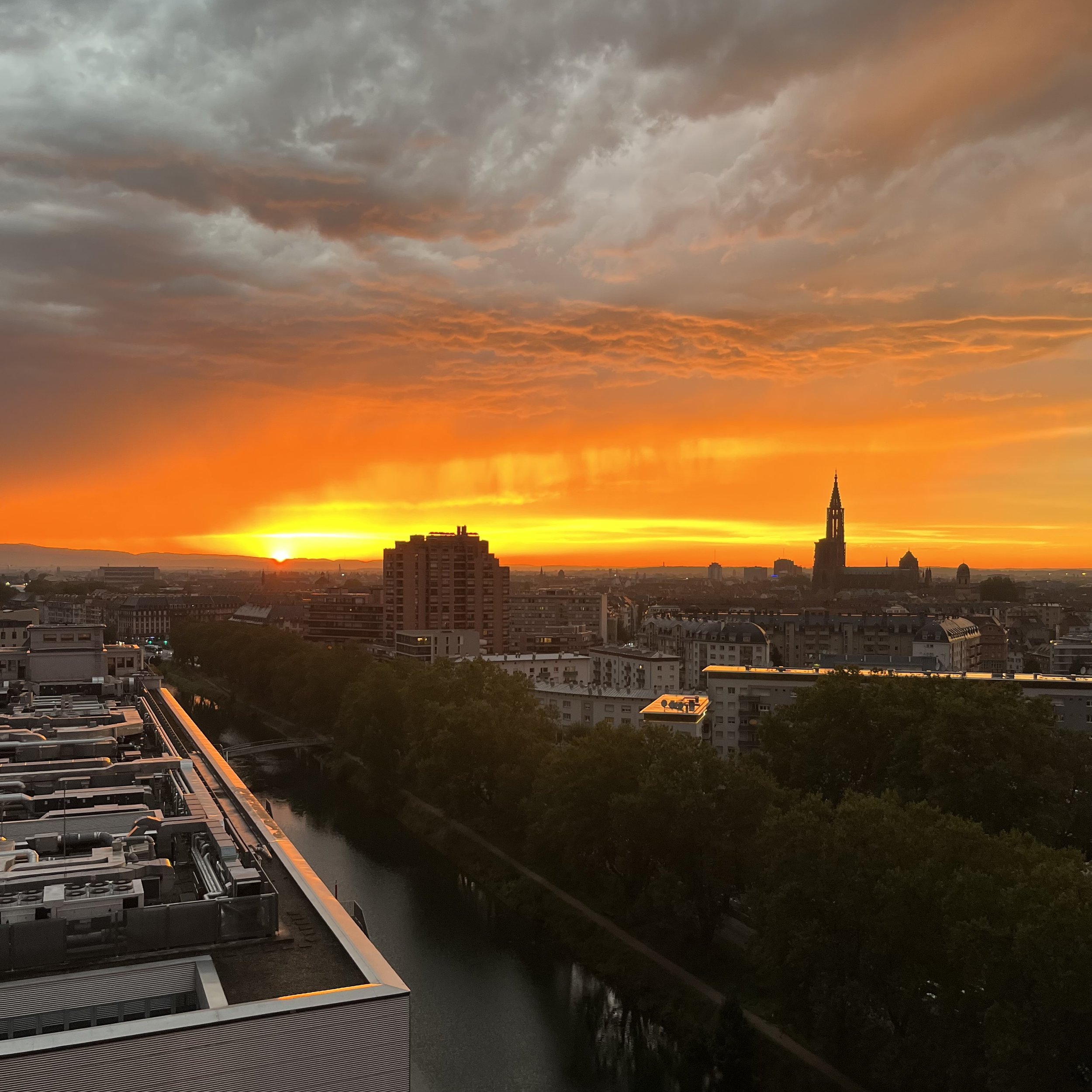 Sunset over Strasbourg. By Anna Bates.